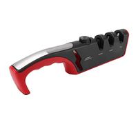 RiToEasysports Afilador de Cuchillos de Diamante Diseño Ergonómico Multifuncional de 3 Etapas para Todo Tipo de Cuchillos Herramienta de Cocina Negro (rojo)