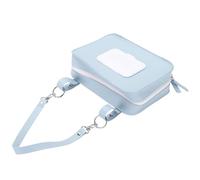 RiToEasysports Bolsa para Toallitas Húmedas para Colgar en Cochecito de bebé, Bolsa para Pañales de Cuero PU con Correa Ajustable para el Hombro y Dispensador de Toallitas de PVC, para Mochila (BLUE)