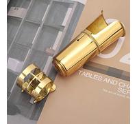 RiToEasysports Boquilla de Saxofón Tenor, Juego de Tapa y Clamp/Holder de Metal para Accesorios de Instrumentos Musicales, Bellamente Diseñado y Duradero, Color Dorado