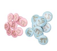 RiToEasysports - Broche de botón de revelación del sexo, paquete de metal, insignia decorativa de fiesta, color azul rosa, diseño inglés resistente al desgaste, 30 piezas, para recepción, para bebé