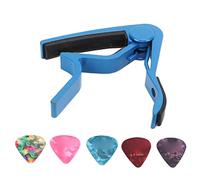 RiToEasysports Cejilla para Guitarra, Cejilla con Gatillo, Abrazadera para Llave, Tensión Ajustable para Guitarras Eléctricas Acústicas con 5 Púas de Guitarra y Forro Interior de Protección (BLUE)
