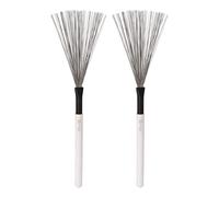 RiToEasysports Cepillos de Batería, 1 par de Cepillos de Alambre Cepillo para Baquetas Alambre de Acero de Madera de Arce para Kit de Batería de Jazz con Cómodas Manijas de Goma (WHITE)