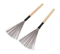 RiToEasysports Cepillos de Batería, 1 par de Cepillos de Alambre Cepillo para Baquetas Alambre de Acero de Madera de Arce para Kit de Batería de Jazz con Cómodas Manijas de Goma (Color madera)