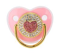 RiToEasysports Chupete Chupete Infantil, Chupetes de Bebé con Diamantes de Imitación Brillantes en Forma de Corazón, Pezón Suave para Chupete de Bebé(Rosa) Alimentación con Leche En Polvo