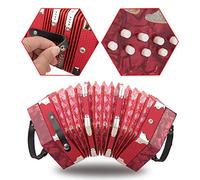 RiToEasysports Concertina de Acordeón de Botones para Músicos, 20 Botones, Material ABS Ligero, Correas Ajustables, Ideal para Todas las Edades, Incluye Práctica Bolsa de Transporte (rojo)
