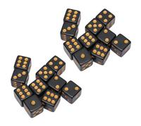 RiToEasysports Dados de Plástico Negro de 16 Mm, Dados de 6 Caras para Juegos de Mesa y Enseñanza de Matemáticas, con Puntos Dorados para una Fácil Visibilidad (Ángulo Recto)