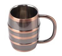RiToEasysports Jarra de Cerveza de Acero Inoxidable, Diseño Ergonómico Aislado de Doble Pared para Oficina en Casa, 1 Pieza (Color Cobre Retro)