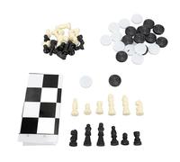 RiToEasysports Juego de Ajedrez Internacional 2 en 1, Tablero Plegable Portátil con 32 Piezas y 24 Damas para Viajes y Juegos Familiares Al Aire Libre.