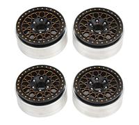 RiToEasysports Juego de Cubos de Rueda sobre Orugas de 1,9 Pulgadas, 4 Llantas de Aleación de Aluminio Duraderas para Coches de Control Remoto Axial SCX10 90046 (Oro Negro)