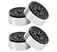 RiToEasysports Juego de Cubos de Rueda sobre Orugas de 1,9 Pulgadas, 4 Llantas de Aleación de Aluminio Duraderas para Coches de Control Remoto Axial SCX10 90046 (Plata Pintada de Negro)