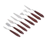 RiToEasysports Juego de cuchillos de pintura de gran durabilidad Cuchillo de paleta de acero inoxidable 8 piezas para modificación de color, mango de madera para colgar fácilmente