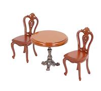 RiToEasysports Juego de Mesa y Sillas de Comedor para Muñecas, Muebles de Aleación de Abedul en Miniatura para Casa de Juegos, 1:12 Escena Realista Decorativa