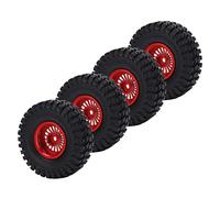 RiToEasysports Juego de neumáticos de 4 ruedas de vehículo RC, rueda delantera trasera de aleación de aluminio de 55 mm con estructura convexa cóncava profunda para un mejor control de agarre, para