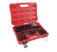 RiToEasysports Juego de Vasos de Impacto de 18 Piezas de 1,2 Pulgadas, Juego de Vasos de Impacto Métricos CRV de 10 Mm a 24 Mm, 6 Puntos con Barras de Extensión de 3, 5 y 10 Pulgadas para Reparación
