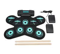 RiToEasysports Kit de batería electrónica portátil para principiantes con altavoces estéreo dobles: almohadilla de batería plegable con 9 teclas para un fácil almacenamiento - Kit de batería