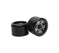 RiToEasysports Llantas de Rueda RC Beadlock de 2,2 Pulgadas, Aleación de Aluminio, Cubo de Rueda de Metal de 5 Radios, Diámetro de 63 Mm para Axial SCX10, D90, GEN8 (Black)