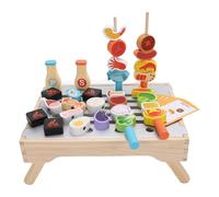 RiToEasysports Madera BBQ Playset Kids Play Grill Kitchen Toys 1 2 3 4 Niños para Niños de 5 Años, Barbacoa con Brochetas y Accesorios de Parrilla, Interacción para , Juguetes Educativos para ,