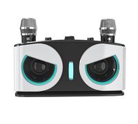 RiToEasysports Máquina de Karaoke, Altavoz de Karaoke con Experiencia de Sonido Inmersivo con 2 Micrófonos Inalámbricos Efectos de Luz RGB para el Hogar y Al Aire Libre (White)