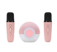 RiToEasysports Máquina de Karaoke, Altavoz Portátil con 2 Micrófonos, Luces Coloridas y 5 Efectos de Voz para Fiestas en Casa y Uso Al Aire (Pink)