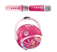 RiToEasysports Máquina de Karaoke Juego de Altavoces con Micrófono Inalámbrico Portátil con 2 Micrófonos para Fiestas en Casa Al Aire Libre, KTV Recargable con Sonido Envolvente 3D ABS para Niños