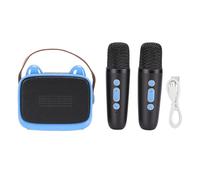 RiToEasysports Máquina de Karaoke, Mini Altavoz Bluetooth con 2 Micrófonos Inalámbricos 5 Modos Sonido Digital, Karaoke Portátil para Niños Familias Fiestas Hogar Exterior