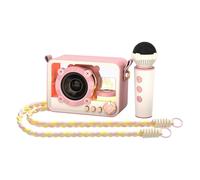 RiToEasysports Máquina de karaoke, portátil con 2 micrófonos inalámbricos y altavoz 5.3 pulgadas, batería 650mAh for hogar, fiesta, exterior, camping, viajes, familia y amigos