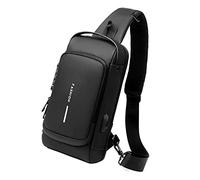 RiToEasysports Mochila con Bandolera con Contraseña, Bolsa de Pecho Multifuncional Antirrobo para Ciclismo para Hombres en Motocicleta, con Gran Capacidad de Almacenamiento y Tela Oxford (BLACK)