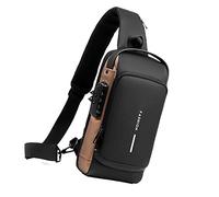 RiToEasysports Mochila con Bandolera con Contraseña, Bolsa de Pecho Multifuncional Antirrobo para Ciclismo para Hombres en Motocicleta, con Gran Capacidad de Almacenamiento y Tela Oxford (Negro y oro)