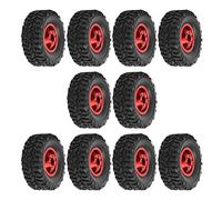 RiToEasysports Neumáticos de Goma 6WD con Buje de Rueda de Aleación de Aluminio, Textura de Alto Agarre para Piezas de Mejora de Coches RC WPL B24 B36 1/16 (Rojo)