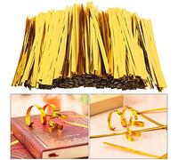 RiToEasysports Oro 3200 PCS 10 Cm PET Twist Ties para Sellar Bolsas de Postre Lolipop, Corbata Segura y sin Pasteles para Hornear (10cm/3200 piezas)
