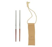 RiToEasysports Palillos de Madera Plegables, Cubiertos de Madera Desmontables Portátiles con Bolsa de Almacenamiento de PU, para Acampar Al Aire , Hacer Senderismo y (Palisandro y Acero Inoxidable