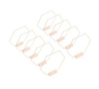 RiToEasysports Paquete de 10 círculos florales de oro con forma de guirnalda, anillos hexagonales de acero inoxidable con bases de madera de pino para decoración de centros de mesa de boda