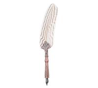 RiToEasysports Pluma Estilográfica Retro con de Aleación de Plumas Naturales y 3 Puntas de Repuesto, Botella de Tinta para Caligrafía, Escritura, Firmas, Diario, Caja de Regalo (WHITE)