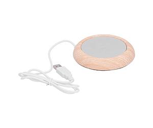 RiToEasysports Posavasos Calentador de Tazas USB para Oficina y Hogar, Almohadilla Calentadora Portátil de Grano de Madera Ligera de 4,1 Pulgadas para Bebedores de té y café