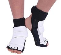 RiToEasysports Protector de Pie de Taekwondo, Equipo de Pie de Taekwondo de PU de Esponja con Gancho y Bucle de Doble Fijación, Diseño Circundante, Dedos Flexibles, para Entrenamiento de Niños (S)