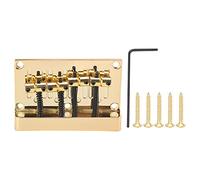 RiToEasysports Puente de Guitarra, Puente de bajo Eléctrico de 4 Cuerdas, Placa Fija de Aleación de Zinc Dorado con Kit de Tornillos, Altura de Cuerda Ajustable para un Mejor Timbre