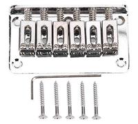 RiToEasysports Puente fijo de 6 cuerdas para guitarra eléctrica, puente de sillín de cola dura, piezas de repuesto con llave, 78 mm (plata)