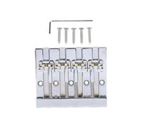 RiToEasysports Puente para bajo de 4 Cuerdas, Montura de Latón Macizo con Espacio entre Cuerdas Ajustable de 17,5 Mm a 20 Mm, para un Tono Vintage y una Fácil Instalación, Plateado