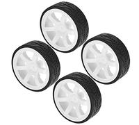RiToEasysports Rueda de Coche de Carreras RC 1/10, Cubo de Rueda de Plástico con Accesorio de Repuesto de Goma Acanalada para Coches de Control Remoto (White)