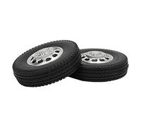 RiToEasysports Rueda Delantera de 2 Piezas para Tractor 1/14 RC, Cubo de Rueda de Aleación de Aluminio de 10 Orificios, con Caucho de Alta Resistencia Al Desgaste, para Accesorios de Camiones