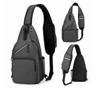 RiToEasysports Sling Mochila Bolsa de Cuerpo Cruzado con Orificio de Auriculares Strip Reflexión para Viajes Al Aire Senderismo de Color Gris Oscuro de Color Gris Oscuro (Dosco)