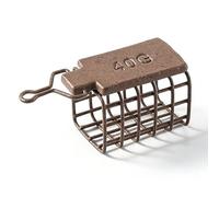 RiToEasysports Trampa de Cebo de Pesca Plomo de Jaula de Cebo Cuadrado de Metal con Diseño Hueco Lanzamiento Preciso Fundición Estable para Carpa Tenca Embalse Lago Pesca Gruesa (FXRL-40G)