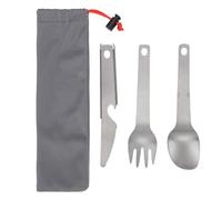 RiToEasysports Utensilios para Acampar, Juego de Cubiertos para Acampar de Aleación de Ti 3 en 1 con Cuchara, Tenedor, Abridor de Botellas para Senderismo Al Aire, Mochilero (Ta8110S Juego pequeño