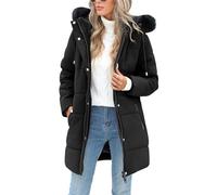 RITOSTA Abrigos Mujer Invierno Parkas Larga Plumifero Plumon Forro Polar Chaqueta Acolchada con Cremallera Sudadera con Capucha Desmontable de Piel Artificial para Deportes al Aire Libre (Negro,M)