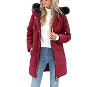 RITOSTA Abrigos Mujer Invierno Parkas Larga Plumifero Plumon Forro Polar Chaqueta Acolchada con Cremallera Sudadera con Capucha Desmontable de Piel Artificial para Deportes al Aire Libre (Rojo,S)