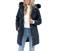 RITOSTA Abrigos Mujer Invierno Parkas Larga Plumifero Plumon Forro Polar Chaqueta Acolchada con Cremallera Sudadera con Capucha Desmontable de Piel Artificial para Deportes al Aire Libre (Marina,XL)