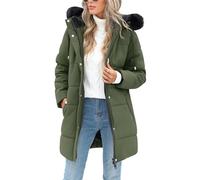 RITOSTA Abrigos Mujer Invierno Parkas Larga Plumifero Plumon Forro Polar Chaqueta Acolchada con Cremallera Sudadera con Capucha Desmontable de Piel Artificial para Deportes al Aire Libre (Verde,L)