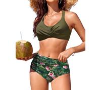 RITOSTA Bikini Mujer Traje de Baño Dos Piezas Push Up Conjuntos Bikinis Cuello en V Conjunto Bañadore Reductor Sexy Biquini Cintura Alta Bikini de Playa