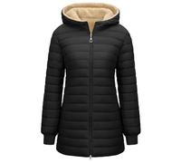 RITOSTA Chaqueta Acolchada Mujer Abrigo Plumas con Capucha Chaquetas de Forro Polar Invierno Otoño Parkas Larga Plumifero Sudadera con Cremallera y Bolsillo para Deportes al Aire Libre