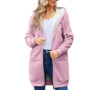 RITOSTA Sudaderas con Capucha Mujer Sudaderas Mujer Capucha Sudadera Larga con Capucha de Mujer Sudadera Mujer Invierno Manga Larga Forro Polar con Cremallera Bolsillos para Adulto (Rosa,S)